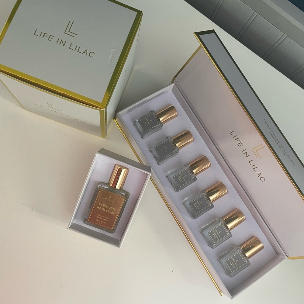 Life in Lilac Perfume set and Golden Hour Candle Bundle - brand new